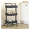 2Pcs 3 Tier Steel Black Movable Kitchen Cart Multi Functional