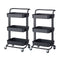 2Pcs 3 Tier Steel Black Movable Kitchen Cart Multi Functional