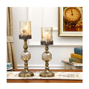 2 Pcs 42Cm Glass Candle Holder Candle Stand Glass Metal