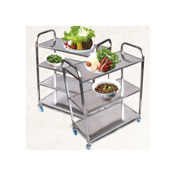 2 Pcs 4 Tier Stainless Steel Kitchen Trolley Utility Square Large
