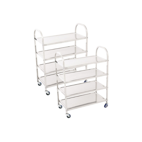 2 Pcs 4 Tier Stainless Steel Kitchen Trolley Utility Square Medium