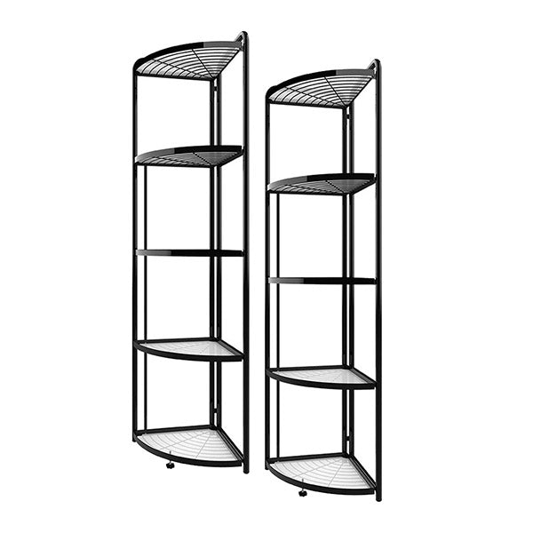 2Pcs 5 Tier Steel Triangular Corner Stand Multi Functional Shelves