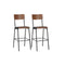 2 Pcs Bar Chairs Brown Solid Plywood Steel