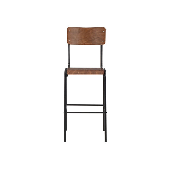 2 Pcs Bar Chairs Brown Solid Plywood Steel