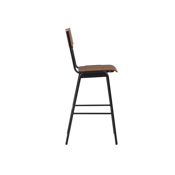 2 Pcs Bar Chairs Brown Solid Plywood Steel