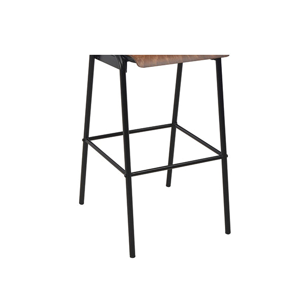 2 Pcs Bar Chairs Brown Solid Plywood Steel