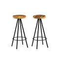 2 Pcs Bar Chairs Solid Mango Wood