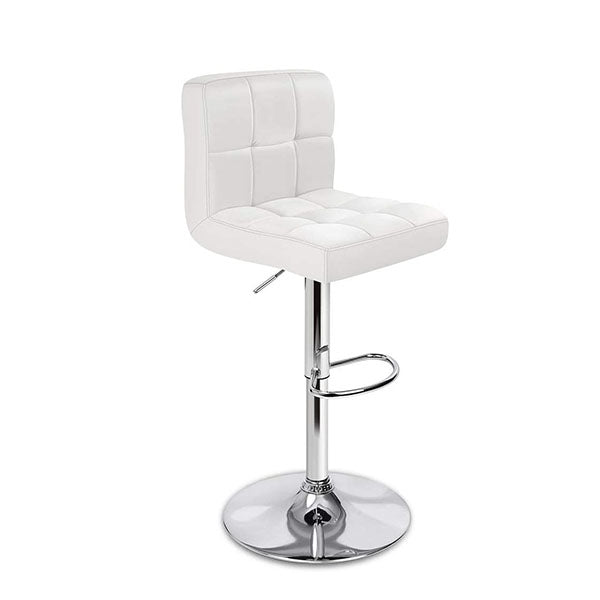 2Pcs Bar Stools Ralph Kitchen Swivel Chair Fabric Gas Lift White