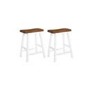 2 Pcs Bar Stools Solid Wood Brown And White