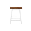 2 Pcs Bar Stools Solid Wood Brown And White