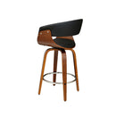 2 Pcs Bar Stools Swivel Wooden Kitchen Dining Chairs Pu Leather Black
