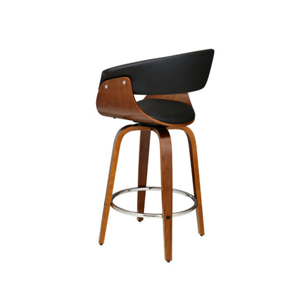 2 Pcs Bar Stools Swivel Wooden Kitchen Dining Chairs Pu Leather Black