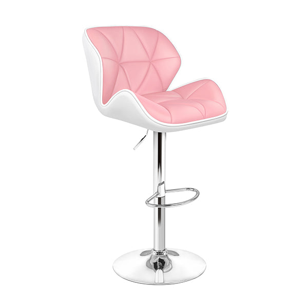 2Pcs Bar Stools Willa Kitchen Gas Lift Swivel Chair Leather Pink