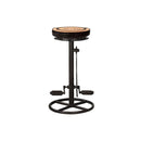 2 Pcs Bar Stools With Canvas Print Black And Brown Real Leather