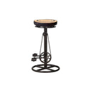 2 Pcs Bar Stools With Canvas Print Black And Brown Real Leather