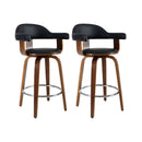 2 Pcs Bar Stools Wooden Swivel Kitchen Dining Chair Black