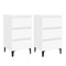 2 Pcs Bed Cabinet With Metal Legs White