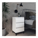 2 Pcs Bed Cabinet With Metal Legs White