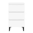 2 Pcs Bed Cabinet With Metal Legs White