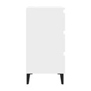 2 Pcs Bed Cabinet With Metal Legs White