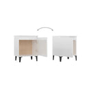 2 Pcs Bed Cabinets With Metal Legs High Gloss White