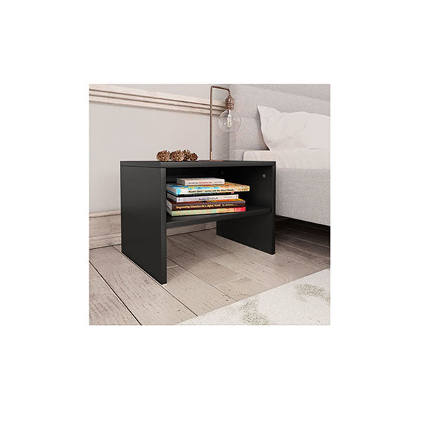 2 Pcs Bedside Cabinets Black Chipboard