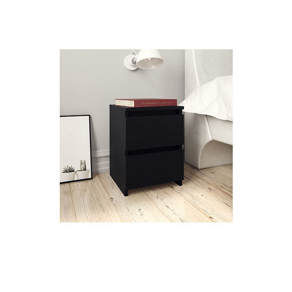 2 Pcs Bedside Cabinets Chipboard Black