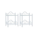 2 Pcs Bedside Tables Steel And Tempered Glass White