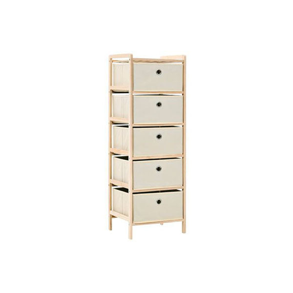2 Pcs Beige Cedar Wood Storage Racks With 5 Fabric Baskets – Simply ...