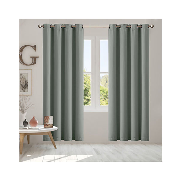 2 Pcs Blockout Curtains Panels 3 Layers Eyelet Room Darkening