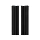 2 Pcs Blockout Curtains Panels Room Darkening Black