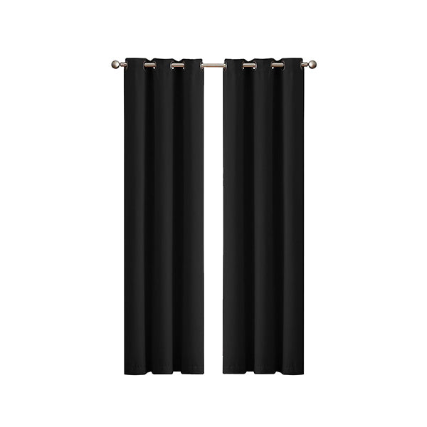 2 Pcs Blockout Curtains Panels Room Darkening Black