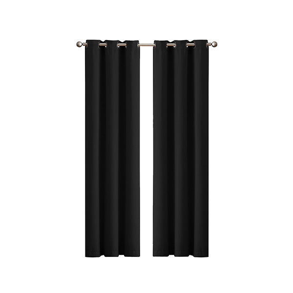 2 Pcs Blockout Curtains Panels Room Darkening Black