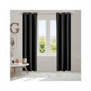 2 Pcs Blockout Curtains Panels Room Darkening Black