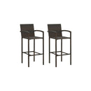 2 Pcs Brown Poly Rattan Bar Stools