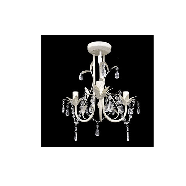 2 Pcs Crystal Pendant Ceiling Lamp Chandeliers Elegant White