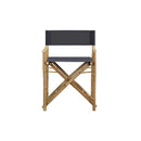 2 Pcs Dark Grey Folding Directors Chairs Bamboo And Fabric