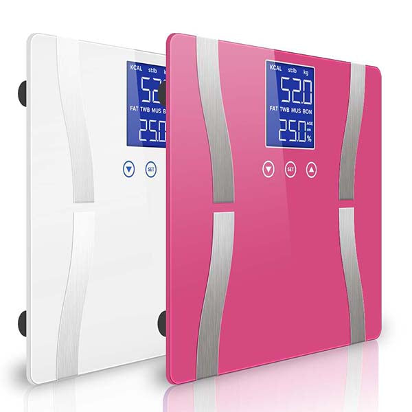 2Pcs Digital Body Fat Scale Lcd Pink And White