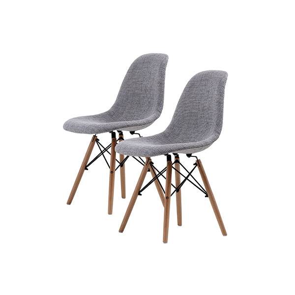 2 Pcs Dsw Dining Chair Fabric Grey