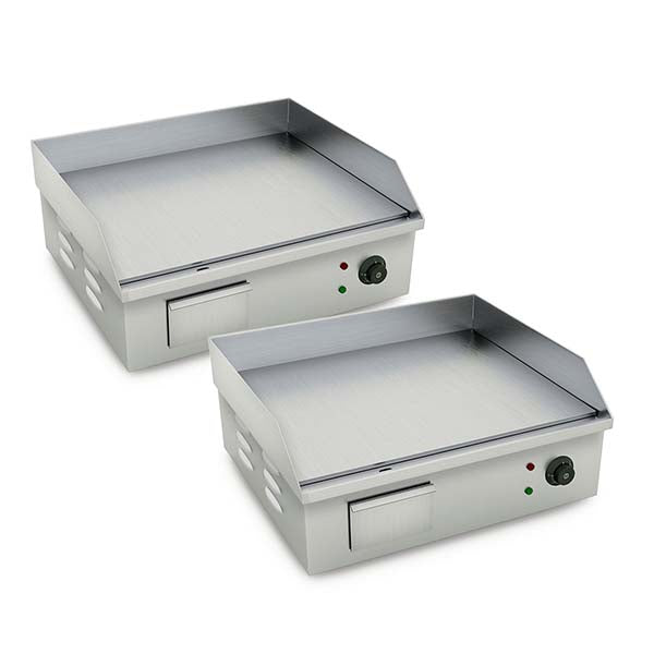 2Pcs Electric Stainless Steel Flat Griddle Grill Bbq Hot Plate 2200W
