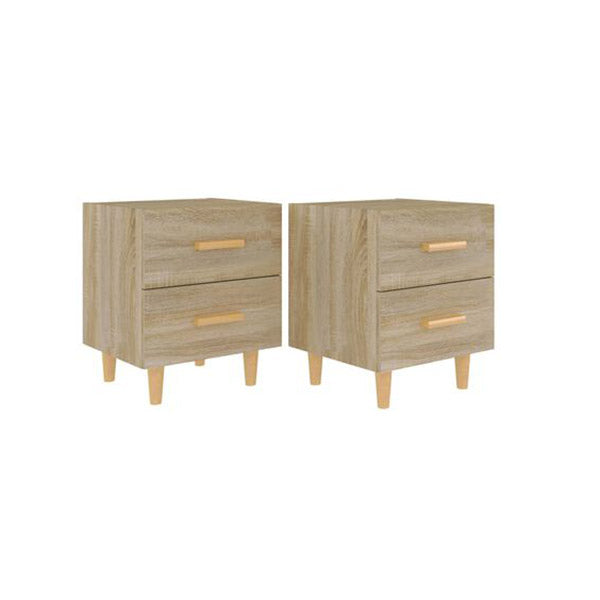 2 Pcs Engineered Wood Bed Cabinet