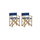 2 Pcs Folding Directors Chairs Blue Bamboo And Fabric