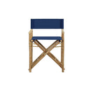 2 Pcs Folding Directors Chairs Blue Bamboo And Fabric