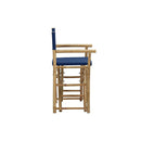 2 Pcs Folding Directors Chairs Blue Bamboo And Fabric