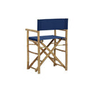 2 Pcs Folding Directors Chairs Blue Bamboo And Fabric