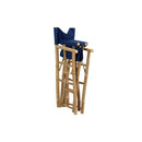 2 Pcs Folding Directors Chairs Blue Bamboo And Fabric