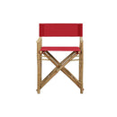 2 Pcs Folding Directors Chairs Red Bamboo And Fabric
