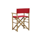 2 Pcs Folding Directors Chairs Red Bamboo And Fabric