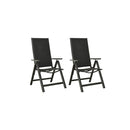 2 Pcs Folding Garden Chairs Aluminium Black And Textilene