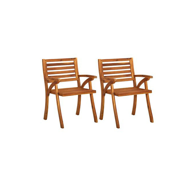 2 Pcs Garden Chairs Solid Acacia Wood